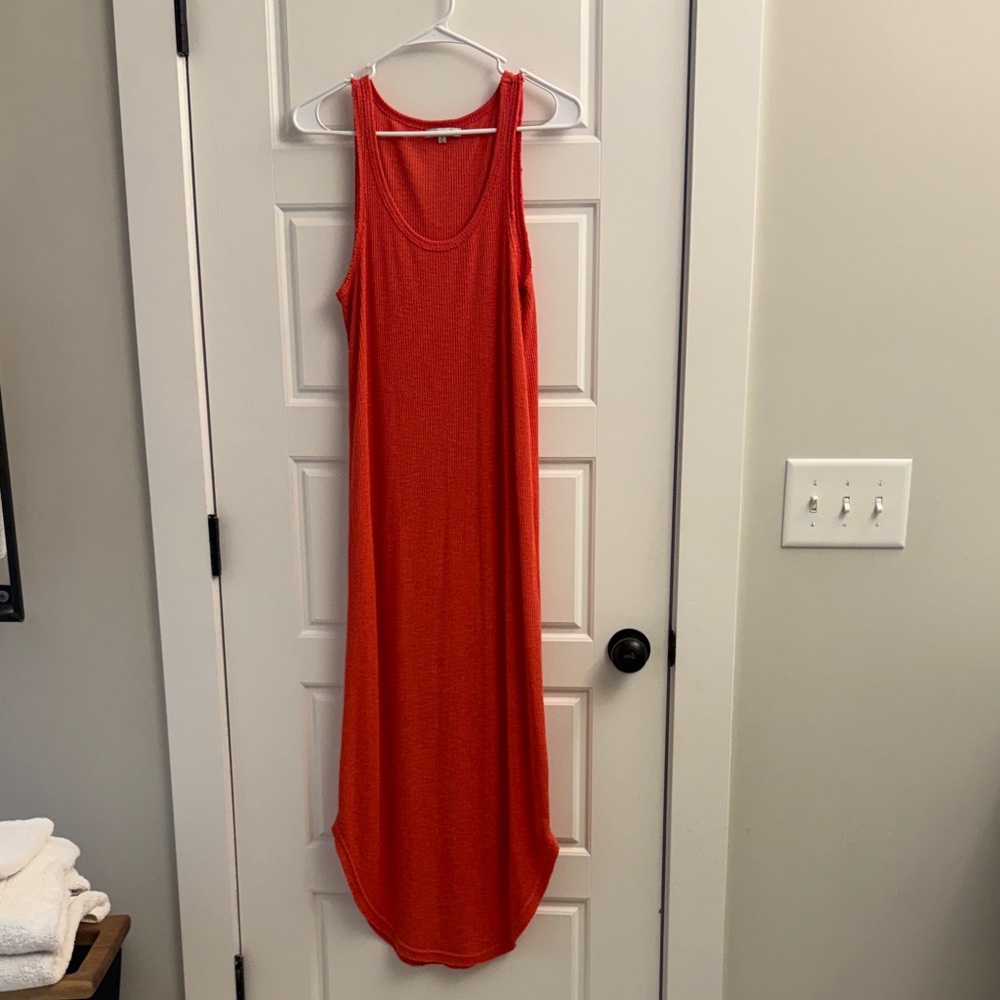 Z Supply Orange Scoop-Neck Maxi Tank Dress